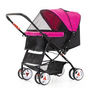 Four Wheel Folding Pet Stroller, Dog Jogger Travel Cats Carrier Adjustable Canopy Storage Brake Mesh Window (Color: Pink) Four Wheel Folding Pet Stroller, Dog Jogger Travel Cats Carrier Adjustable Canopy Storage Brake Mesh Window (Color: Pink)